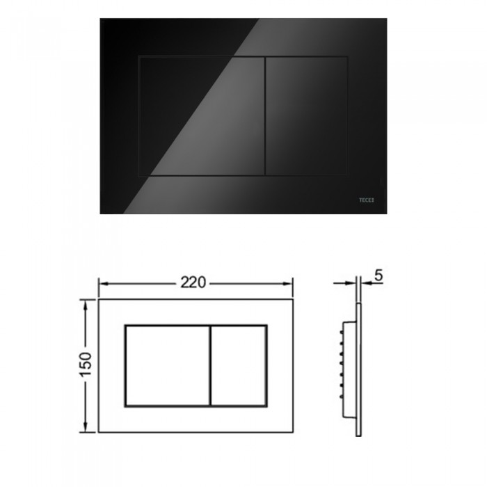 Комплект с панелью смыва ТЕСЕnow и унитазом TECE V04 54 см Панель смыва черная глянцевая K400403.WC1