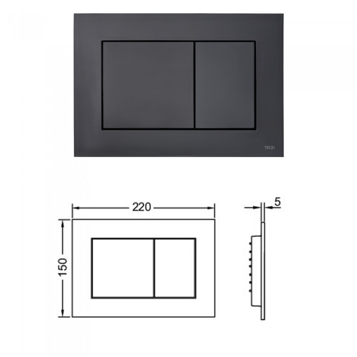 Комплект с панелью смыва ТЕСЕnow и унитазом TECE V04 54 см Панель смыва черная матовая K400407.WC1
