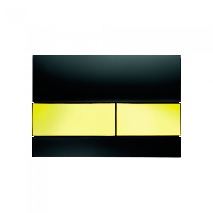 TECEsquare панель смыва с двумя клавишами стеклянная Золотой чёрный 9240808