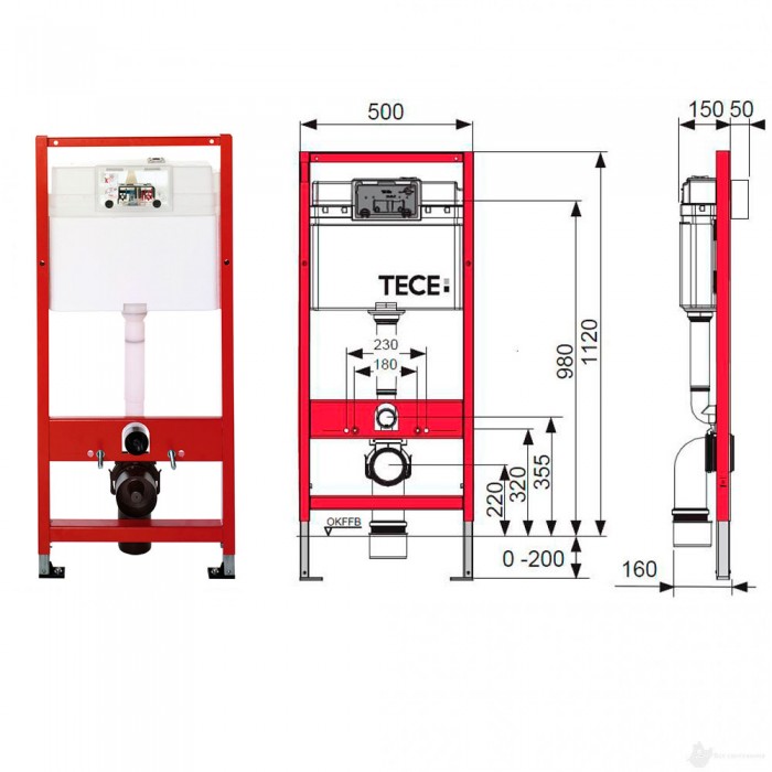 Комплект TECEbase для установки подвесного унитаза с панелью смыва ТЕСЕambia Панель смыва хром глянцевый 9400005