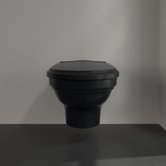 Villeroy & Boch Hommage Унитаз с вертикальным смывом, настенный, Pure Black CeramicPlus 6661B0R7