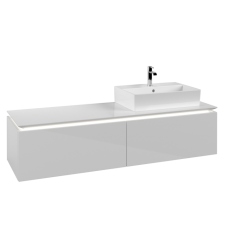 Villeroy & Boch Legato Тумба под раковину, с подсветкой, 2 выдвижных ящика, 1600 x 380 x 500 mm, Glossy White / Glossy White B674L0DH