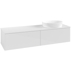 Villeroy & Boch Antao Тумба под раковину, с подсветкой, 2 выдвижных ящика, 1600 x 360 x 500 mm, лицевая поверхность без текстурированной отделки, Glossy White Lacquer / Glossy White Lacquer L38010GF
